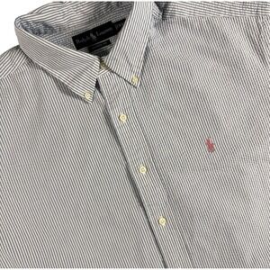 Polo Ralph Lauren Seersucker Shirt Men XXL Blue Stripe Preppy Beach Short Sleeve